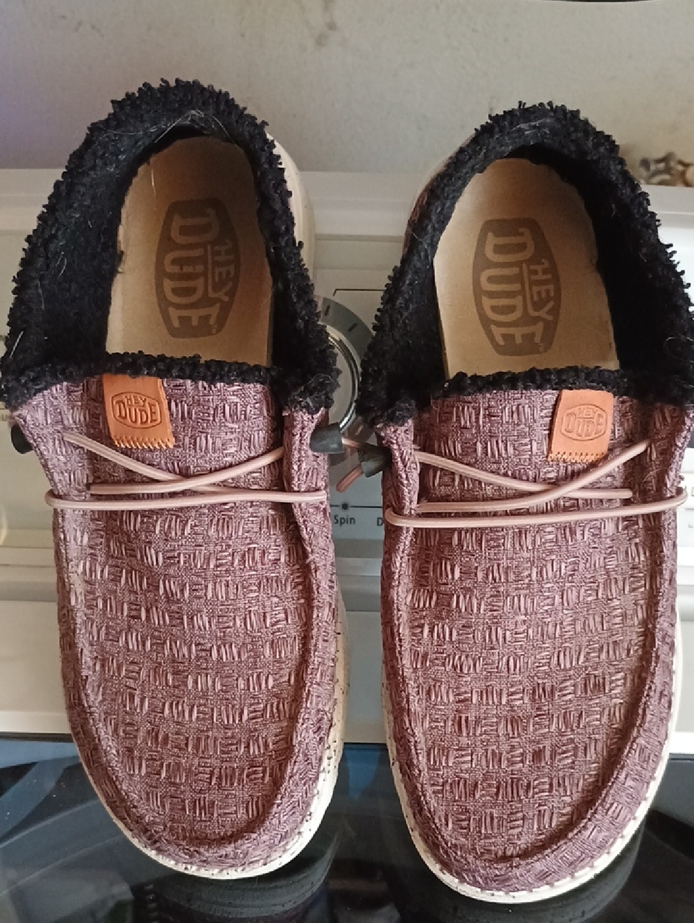 Hey Dude Women's Mauve Textured Slip-On Loafers with Black Collar